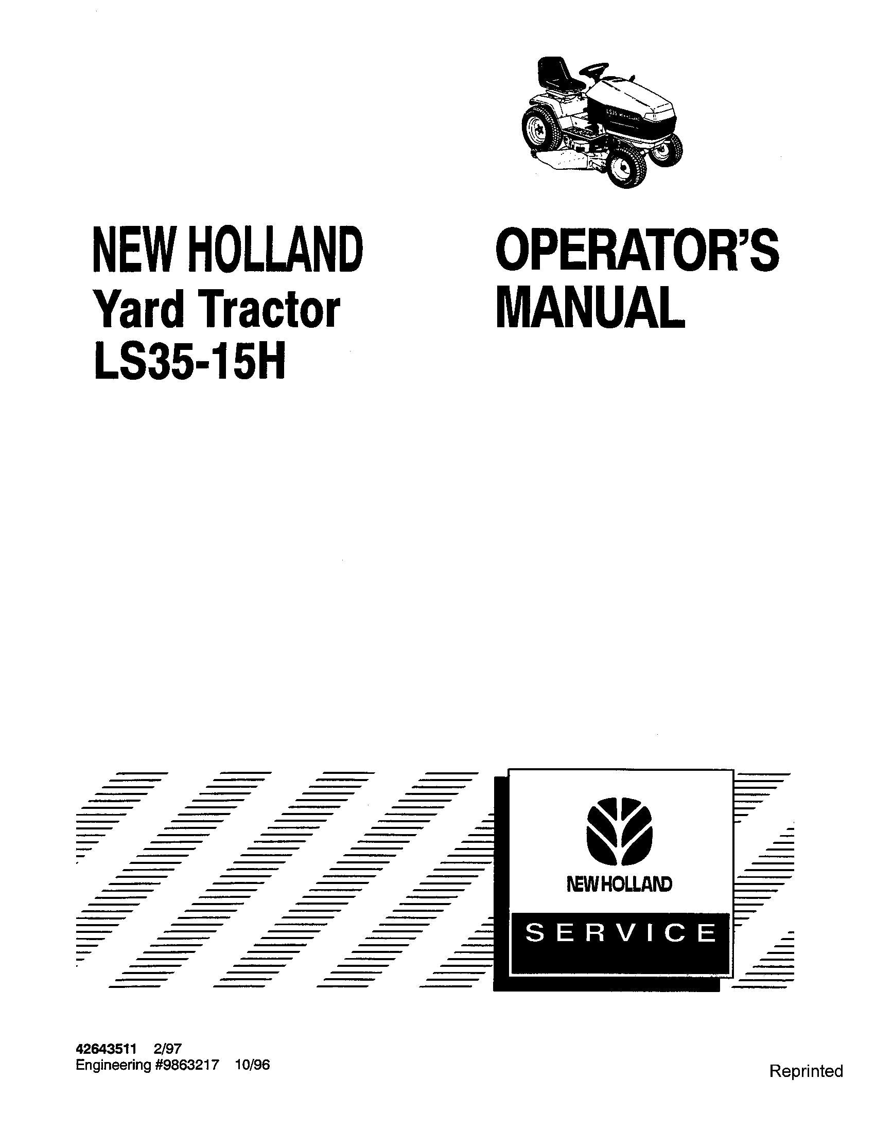 New Holland LS35 - 15h Yard Tractor 9863217 Operator's Manual (42643511)