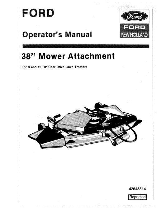 New Holland 38 Inches Mower Attachment for 8 and 12 HP Gear Drive Lawn Tractor SE 4717 Operator's Manual (42643814)