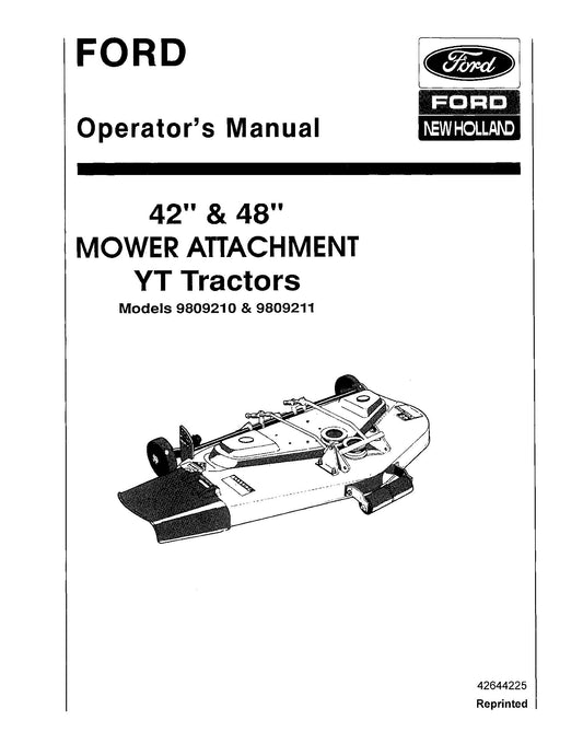 Ford 42 and 48 Inch Mower Attachment for YT Tractor Operator's Manual (42644225)