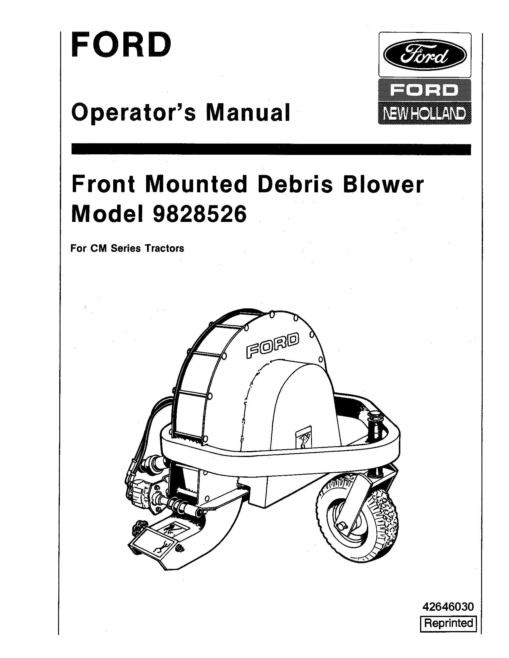 New Holland Front Mounted Debris Blower for CM Tractors Operator's Manual (42646030)