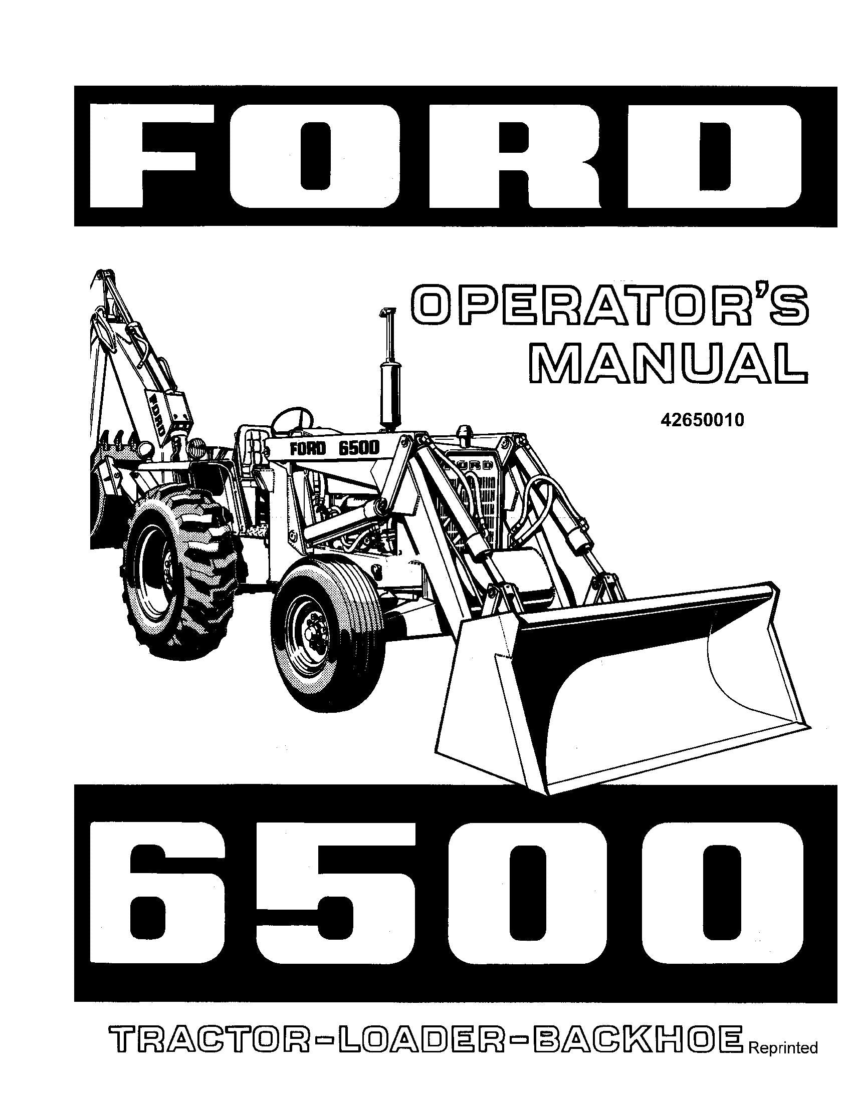 Ford Sr Tractor Loader Backhoe Operator's Manual (42650010)