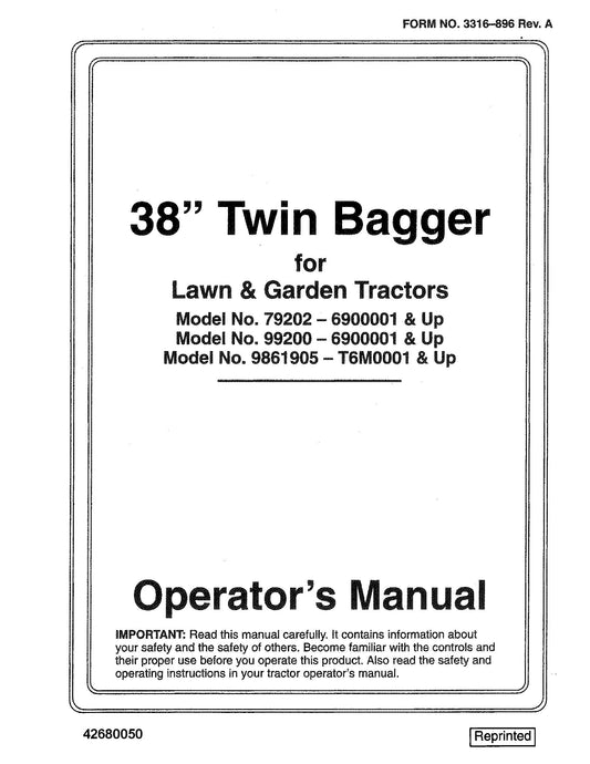 New Holland 38 Inch Twin Bagger on Lawn & Garden TractorsOM 9861905 Manual Operator's Manual (42680050)