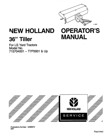 New Holland 36 Inch Tiller OM For LS Yard Tractors Operator's Manual (42680070)