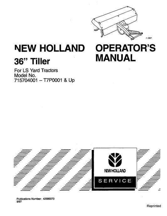 New Holland 36 Inch Tiller OM For LS Yard Tractors Operator's Manual (42680070)