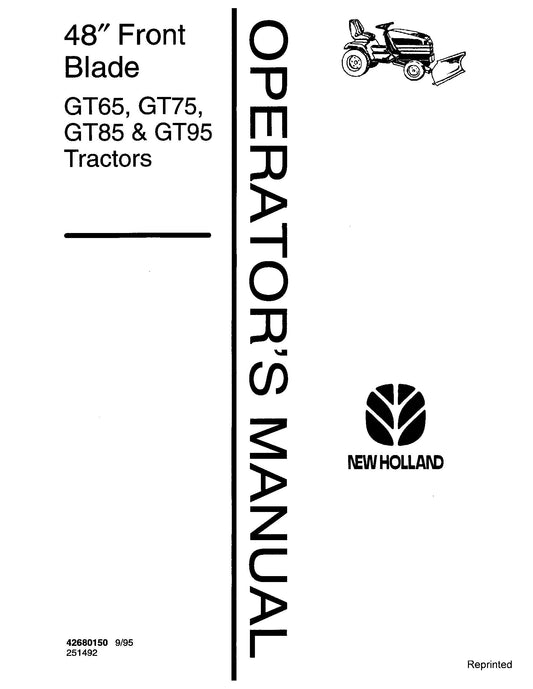 New Holland 48 Inch Frnt Blade for GT65, GT75, GT85, GT95 Tractors Operator's Manual (42680150)