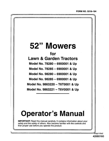 New Holland 52 Inch Mowers For Lawn and Garden Tractors Operator's Manual (42680160)