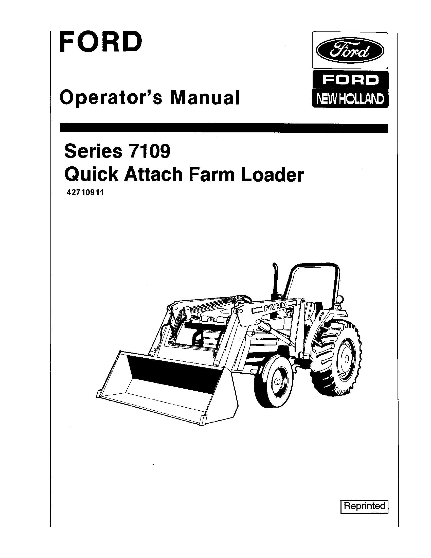 Ford Quick Attach Farm Loader 7109 Operator's Manual (42710911)