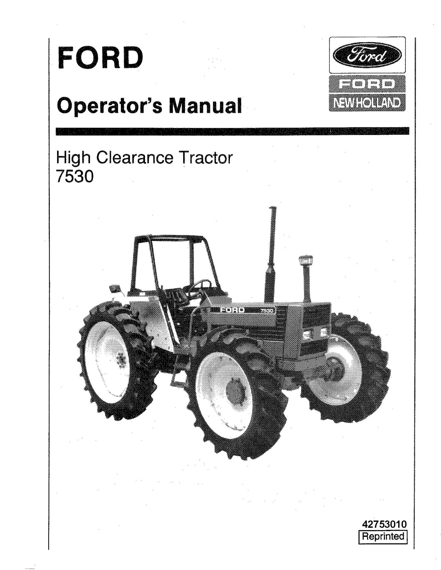 Ford 7530 High Clearance Tractor 603.64.902.00 Operator's Manual (42753010)
