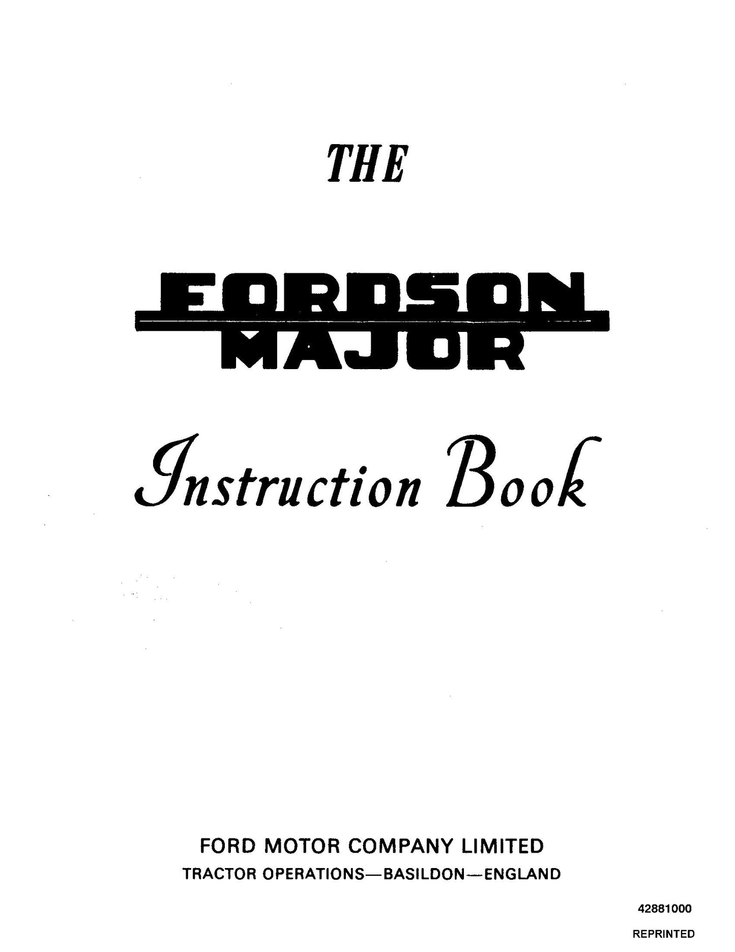 Ford E6059 Fordson Major 1953-1964 Operator's Manual (42881000)