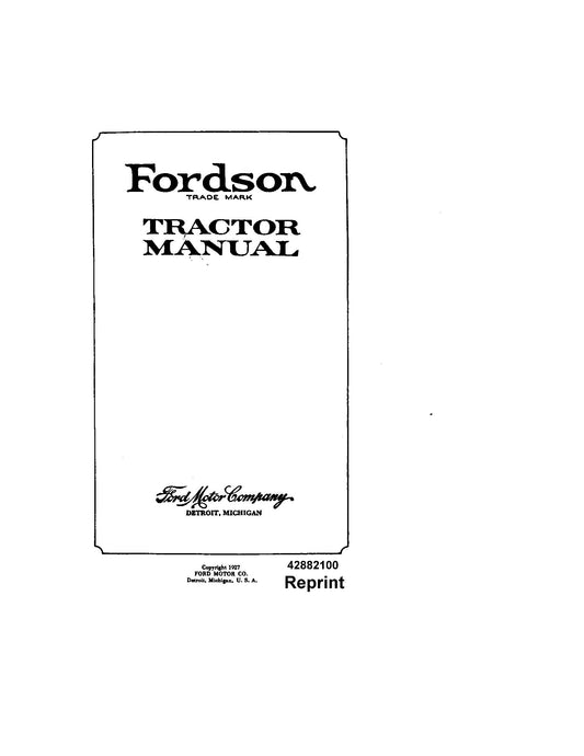 Ford 3205 Fordson Tractor 1925 Operator's Manual (42882100)
