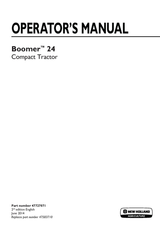 New Holland Boomer 24 Compact Tractor Operator's Manual (47727071)