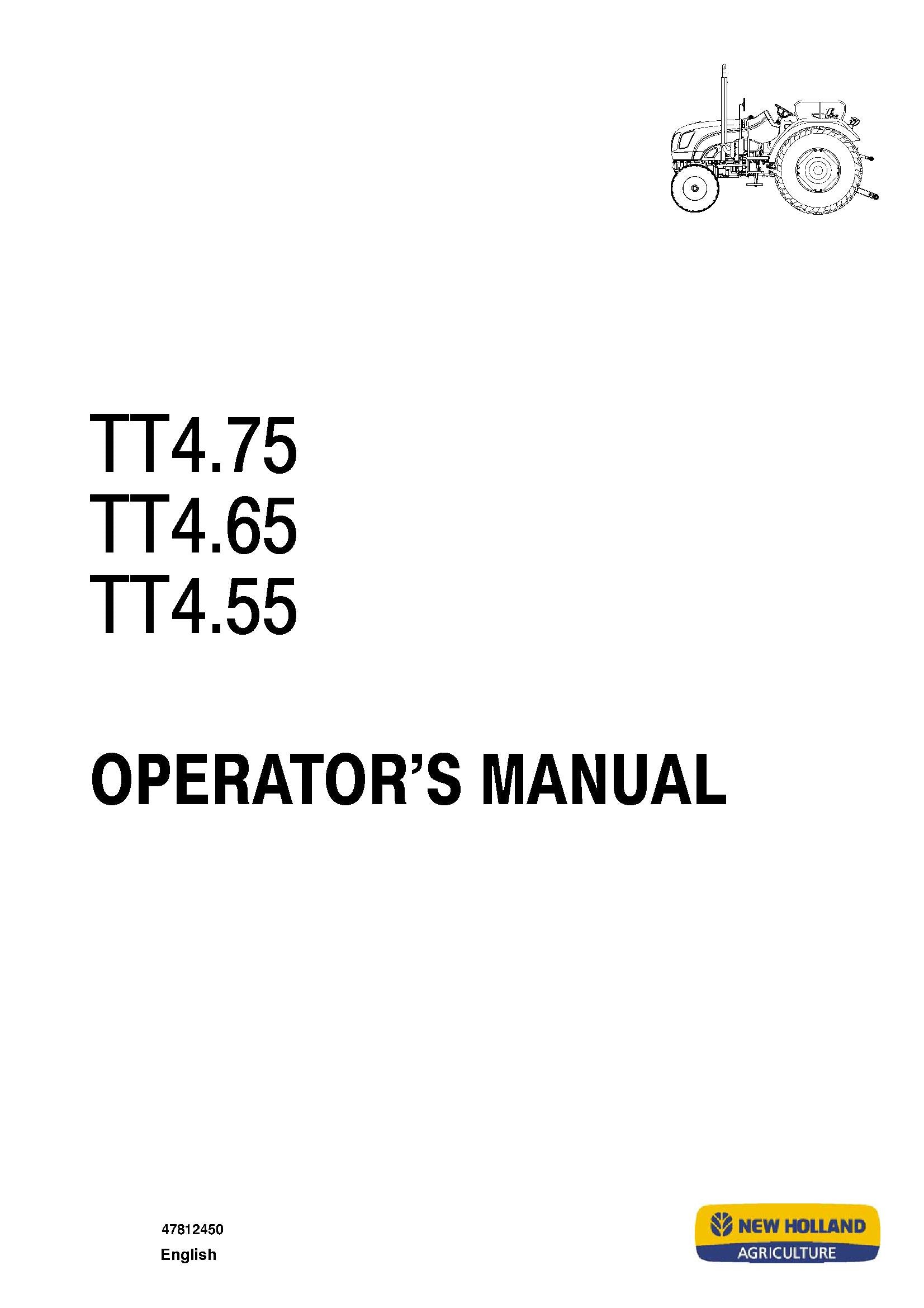 New Holland TT4.55, TT4.65, TT4.75 Tractor - Australia Only Operator's Manual (47812450)