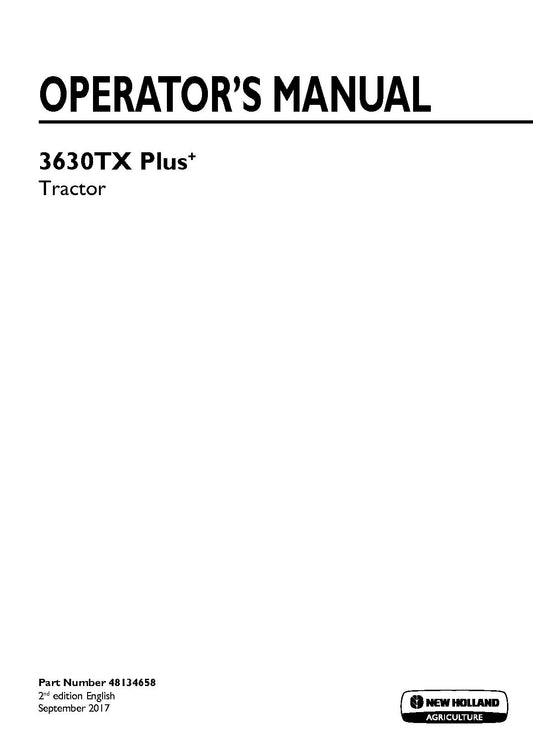 New Holland 3630TX Plus+ Tractor Operator's Manual (48134658)