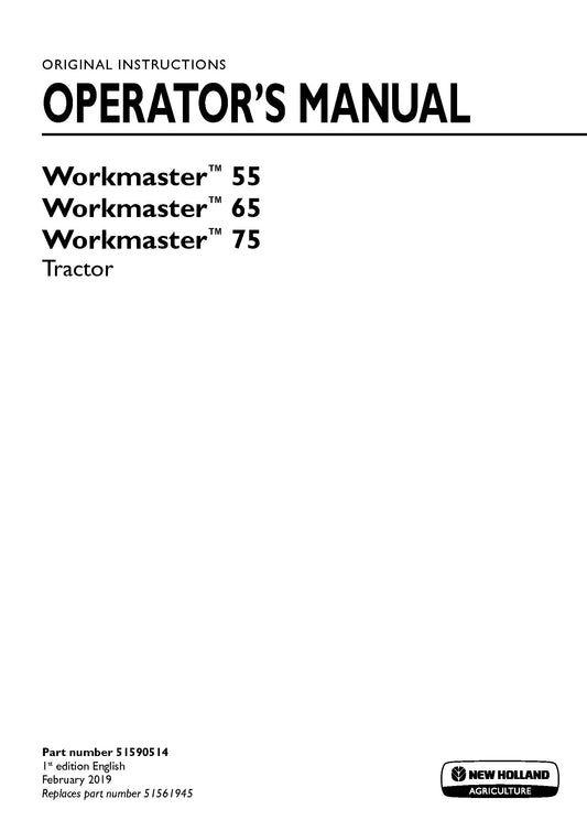 New Holland Workmaster 55, Workmaster 65, Workmaster 75 Tractor Operator's Manual (51590514)