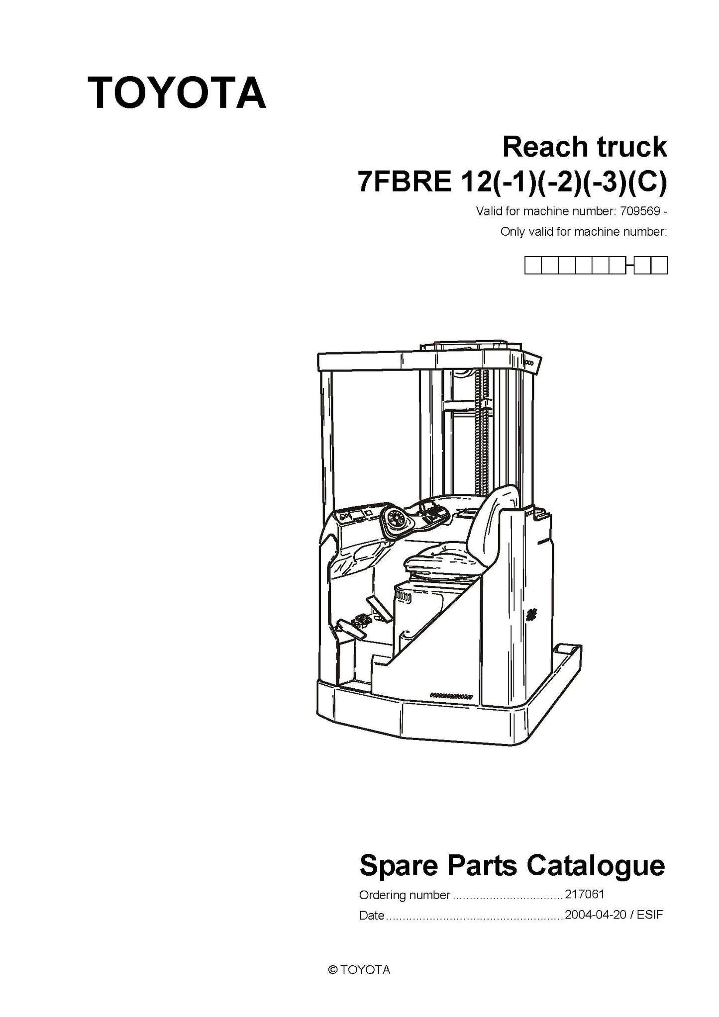 Toyota 7FBRE12 SN709569 - 715719 Spare Parts Catalog