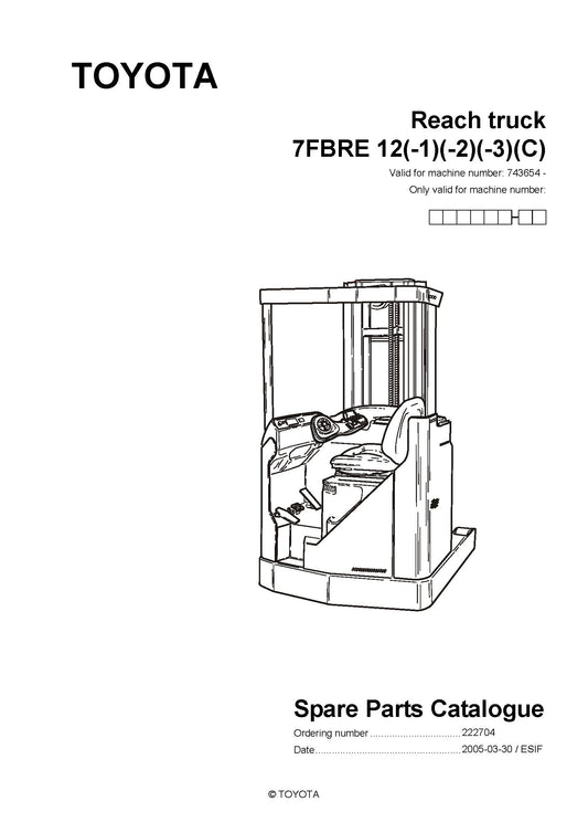 Toyota 7FBRE12 SN743654 Spare Parts Catalog