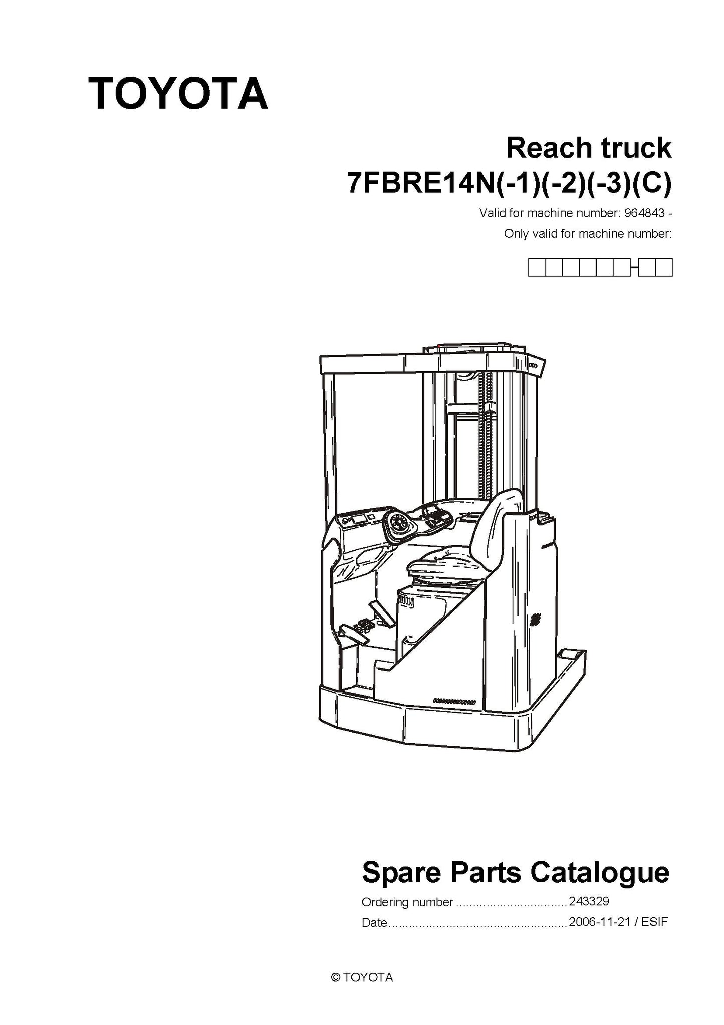 Toyota 7FBRE14N SN964843 - Spare Parts Catalog