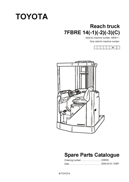 Toyota 7FBRE14 SN930971-939260 Spare Parts Catalog