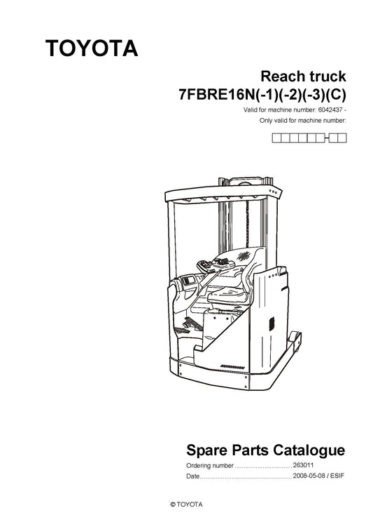 Toyota 7FBRE16N SN6042437 Spare Parts Catalog