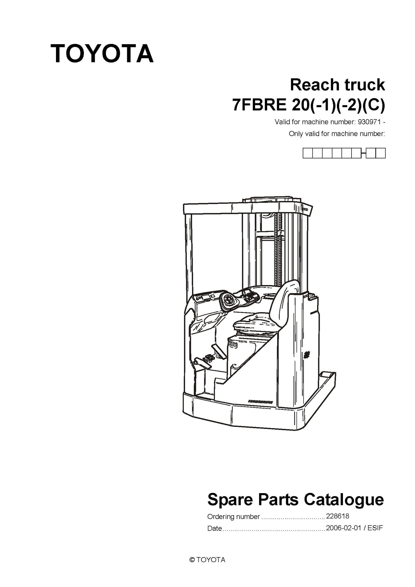 Toyota 7FBRE20 SN930971 - 944800 Spare Parts Catalog