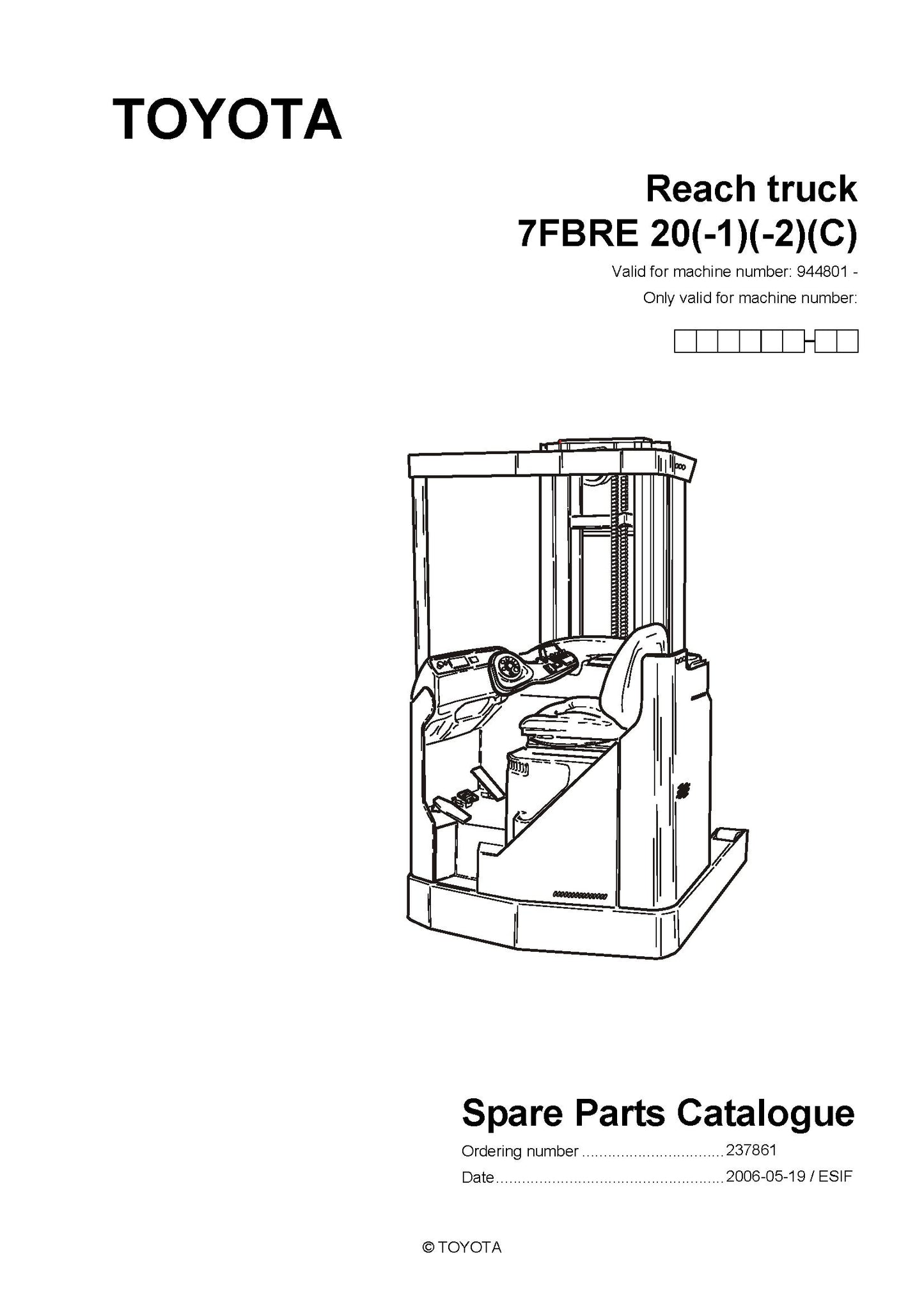 Toyota 7FBRE20 SN944801 - 964842 Spare Parts Catalog