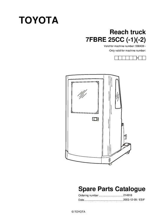 Toyota 7FBRE25CC SN598439 Spare Parts Catalog
