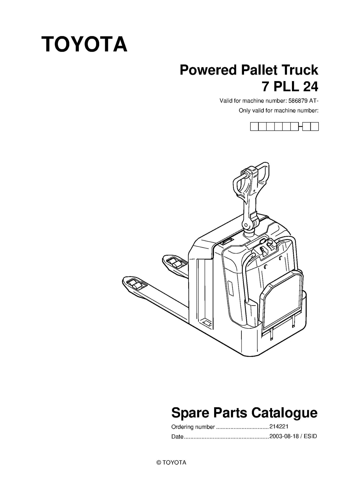Toyota 7PLL24 SN586879 - 708317 Spare Parts Catalog