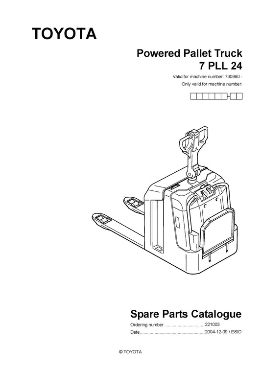 Toyota 7PLL24 SN730980 - 744740 Spare Parts Catalog