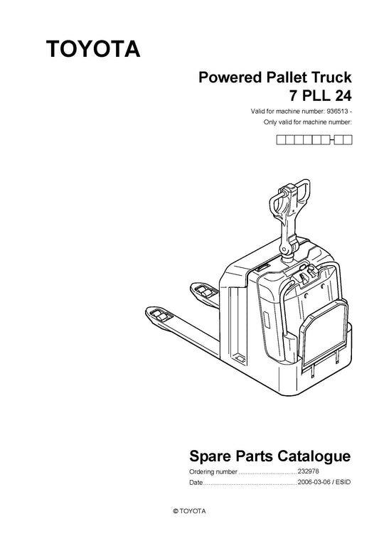 Toyota 7PLL24 SN936513 - 971034 Spare Parts Catalog