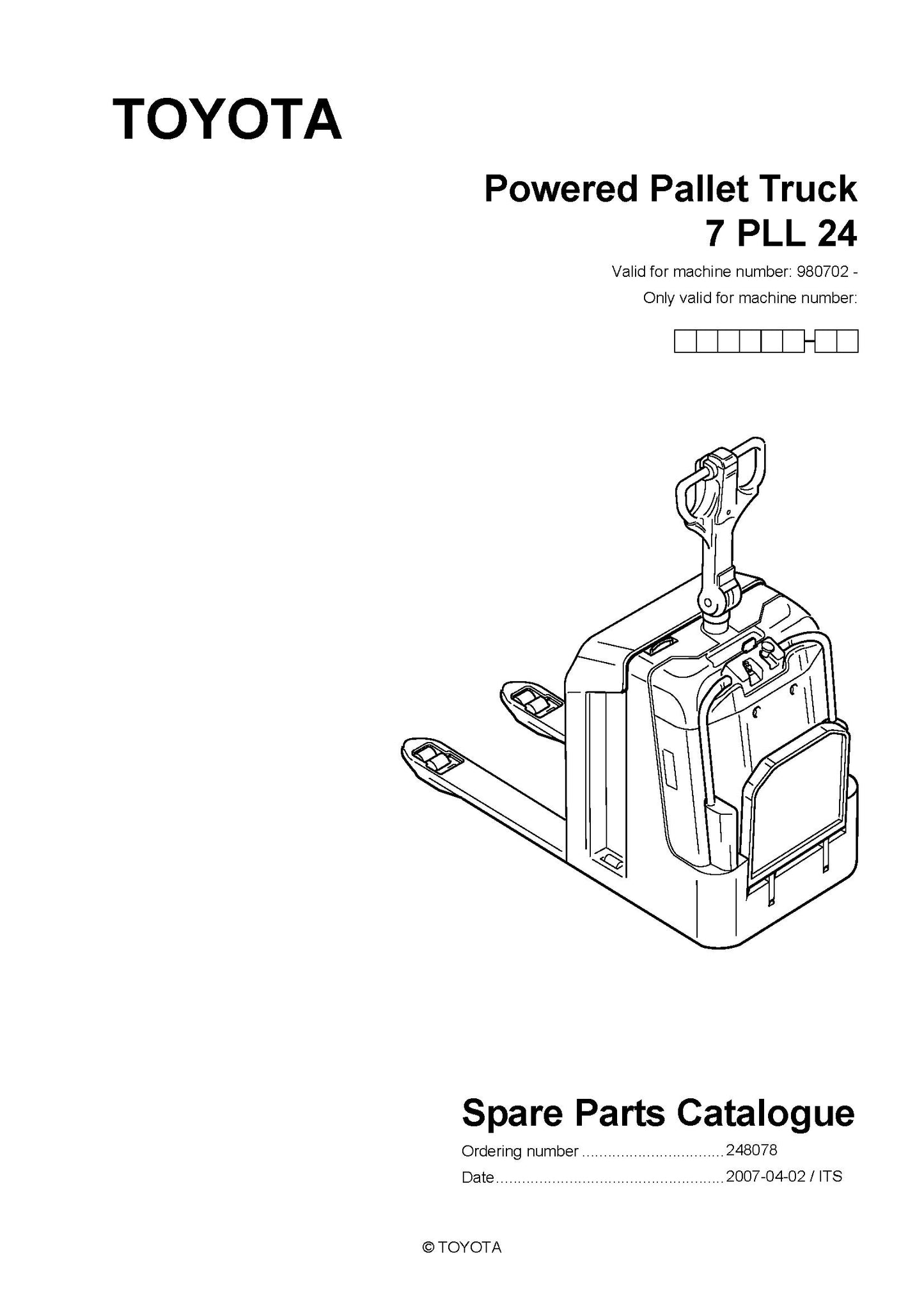 Toyota 7PLL24 SN980702 - Spare Parts Catalog