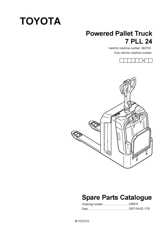 Toyota 7PLL24 SN980702 - Spare Parts Catalog