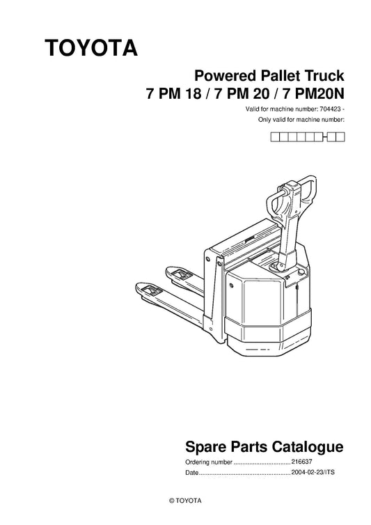 Toyota 7PM18 20 20N SN704423 - 718951 Spare Parts Catalog