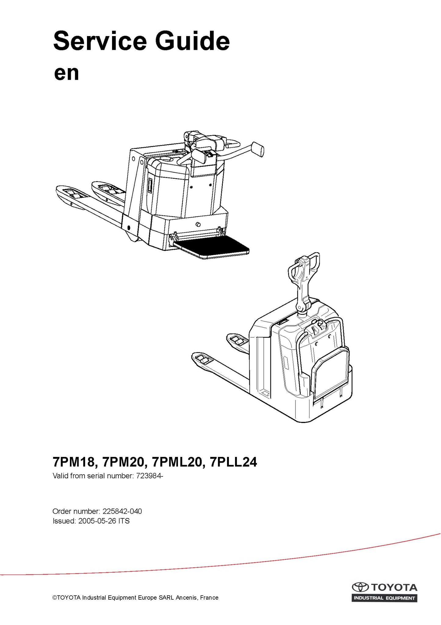 Toyota 7PM18, 7PM20, 7PML20, 7PLL24 Spare Parts Catalog