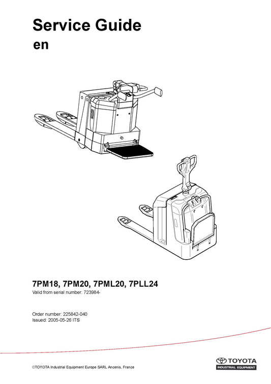 Toyota 7PM18, 7PM20, 7PML20, 7PLL24 Spare Parts Catalog
