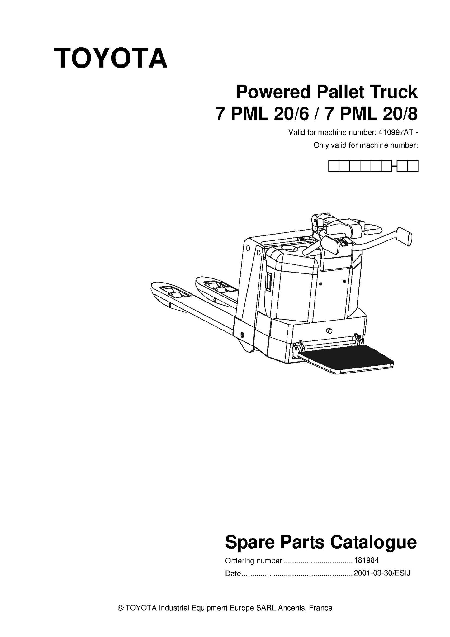 Toyota 7PML20 SN410997AT Spare Parts Catalog