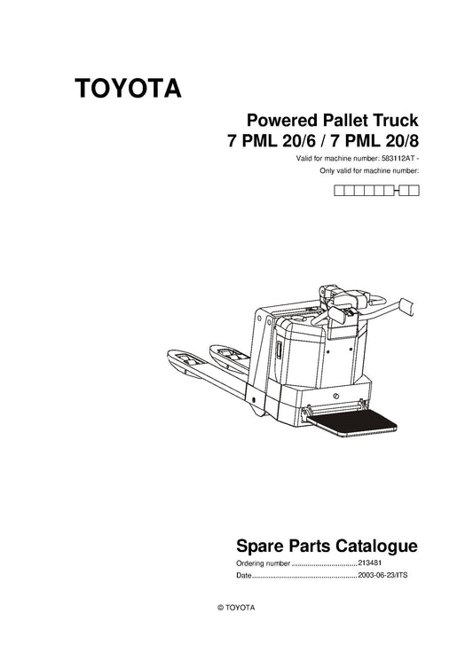 Toyota 7PML20 SN583112 - 589636 Spare Parts Catalog