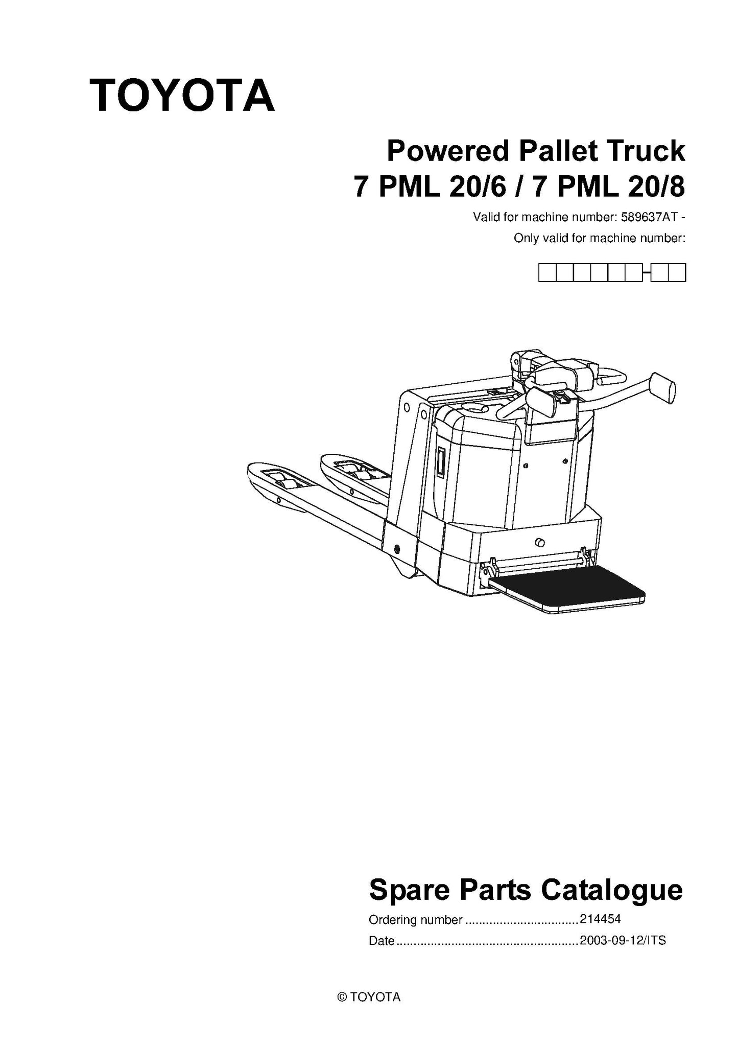 Toyota 7PML20 SN589637 - 704422 Spare Parts Catalog