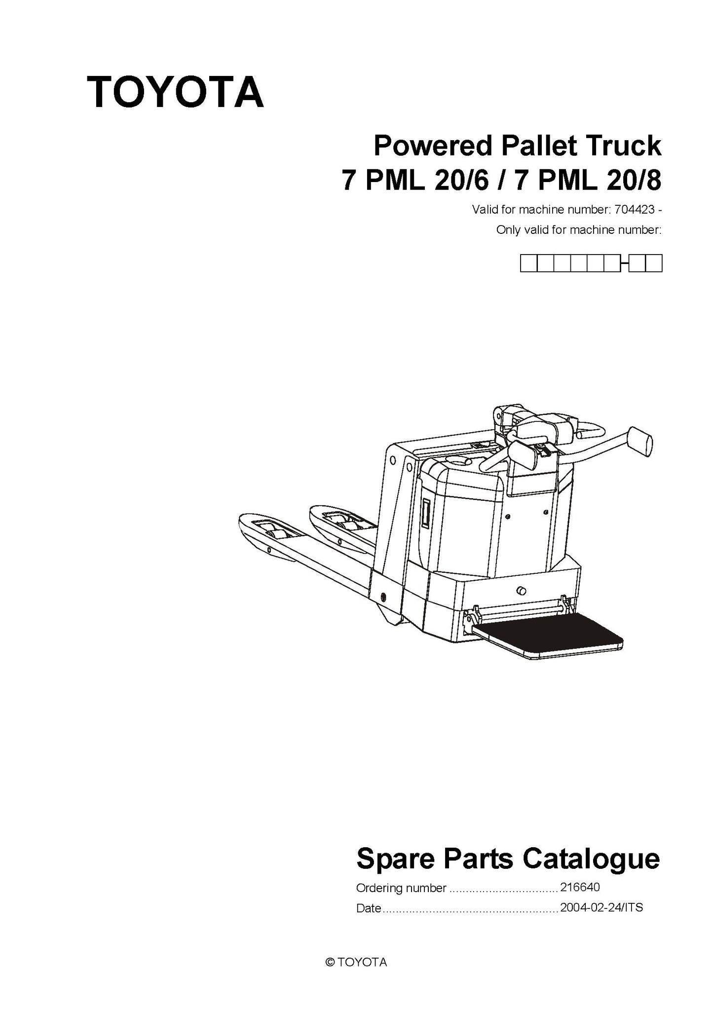 Toyota 7PML20 SN704423 - 718953 Spare Parts Catalog