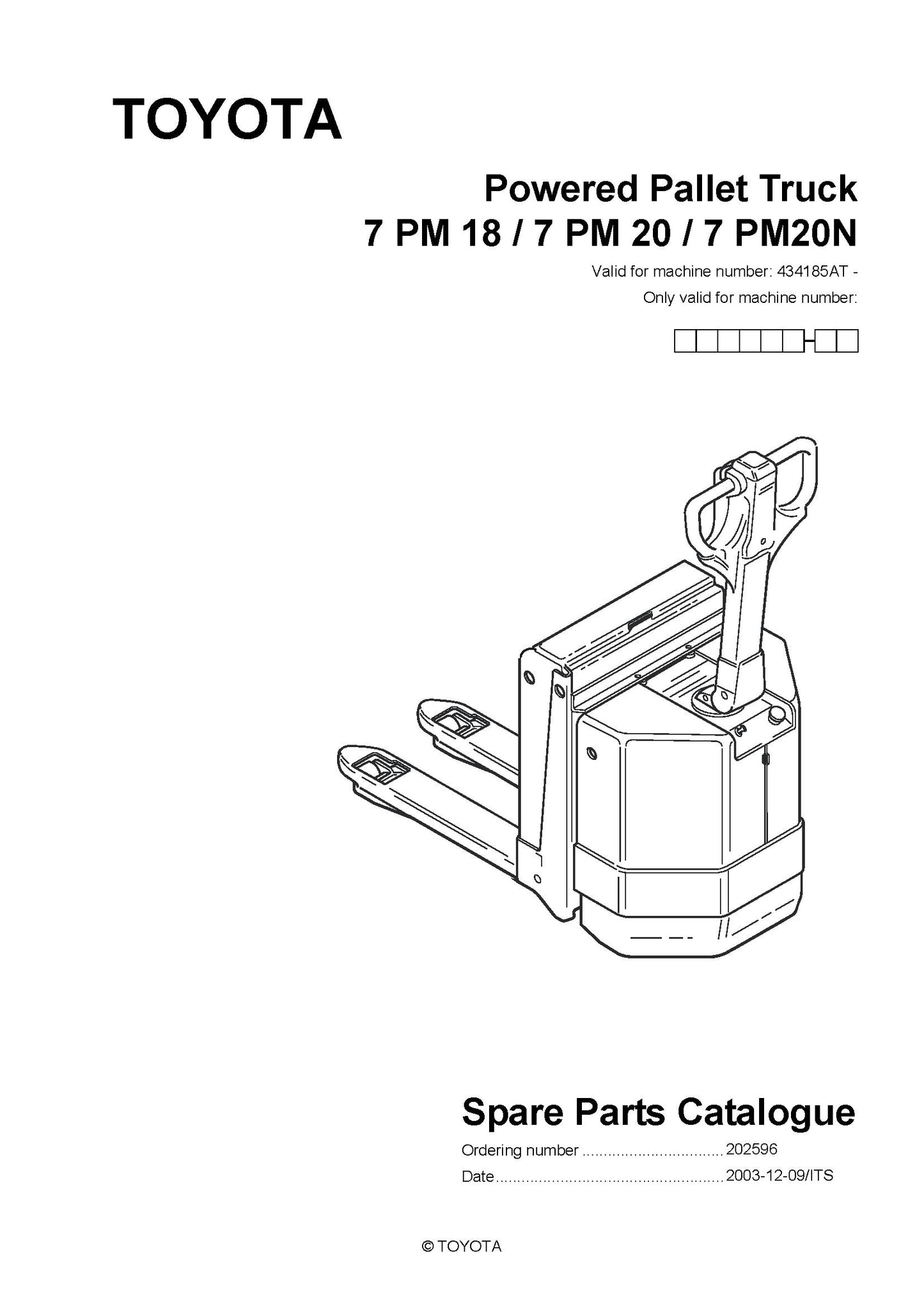 Toyota 7PM 18-20 SN 434185 - 561050 Spare Parts Catalog