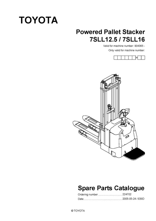 Toyota 7SLL12,5 16 SN904365 - 910326 Spare Parts Catalog