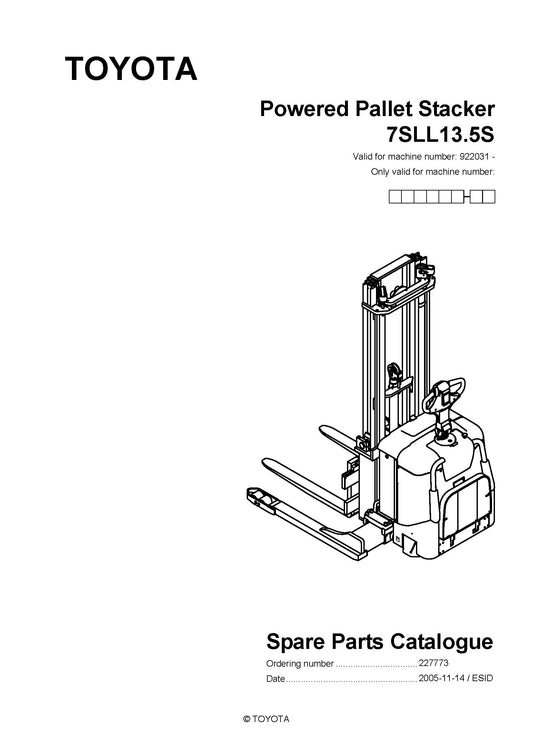 Toyota 7SLL13,5S SN922031 - 925297 Spare Parts Catalog