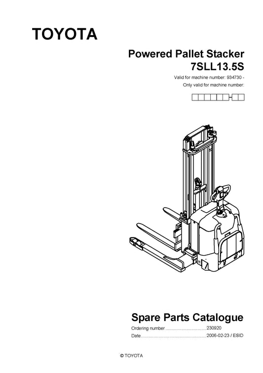 Toyota 7SLL13,5S SN934730 - 934729 Spare Parts Catalog
