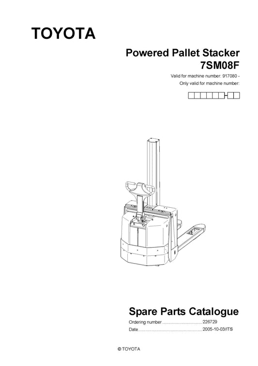 Toyota 7SM08F SN917080 - 929194 Spare Parts Catalog