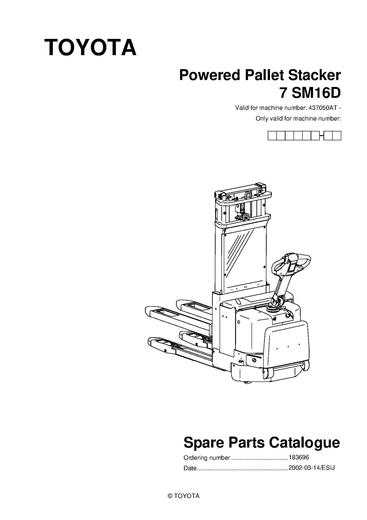 Toyota 7SM16D SN437050 - 440949 Spare Parts Catalog