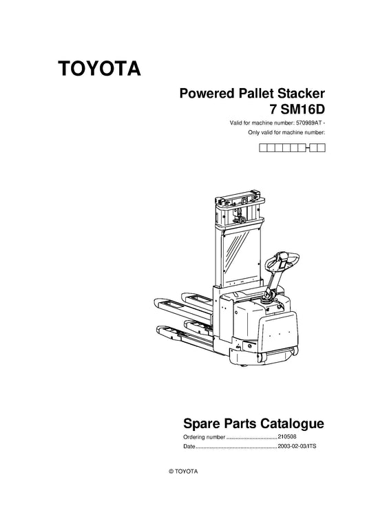 Toyota 7SM16D SN570989 - 704422 Spare Parts Catalog