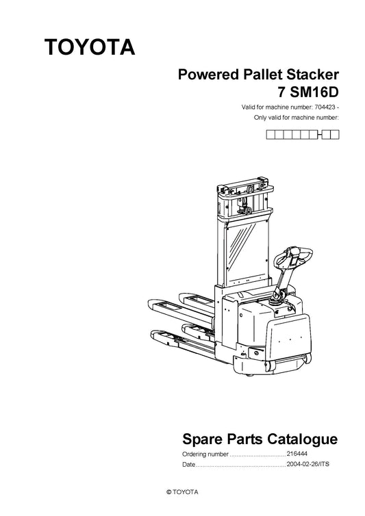 Toyota 7SM16D SN704423 - 715396 Spare Parts Catalog