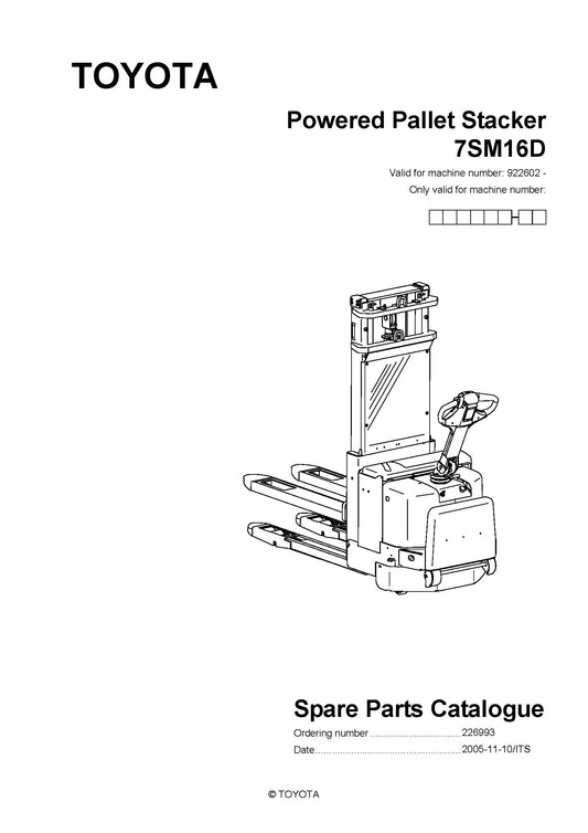Toyota 7SM16D SN922602 - 936512 Spare Parts Catalog