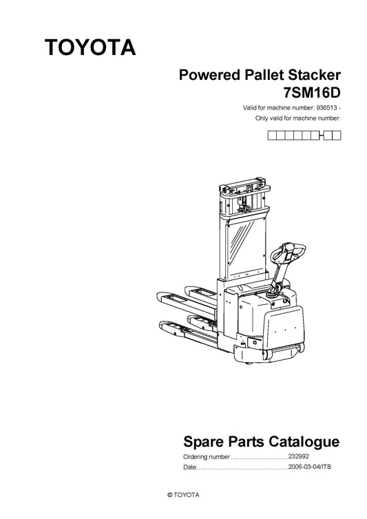 Toyota 7SM16D SN936513 - 956527 Spare Parts Catalog