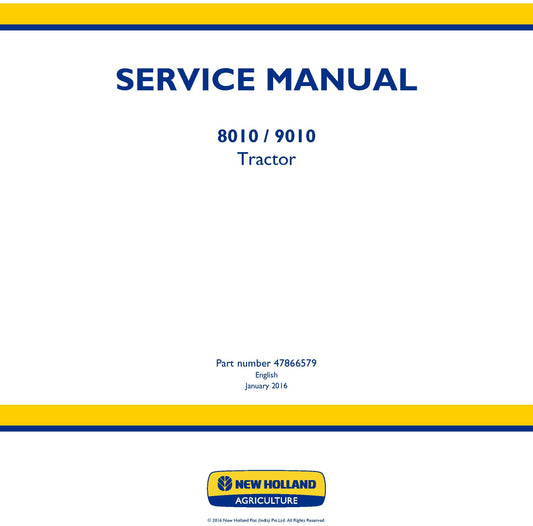 New Holland 8010 9010 Tractor Service Repair Manual 47866579