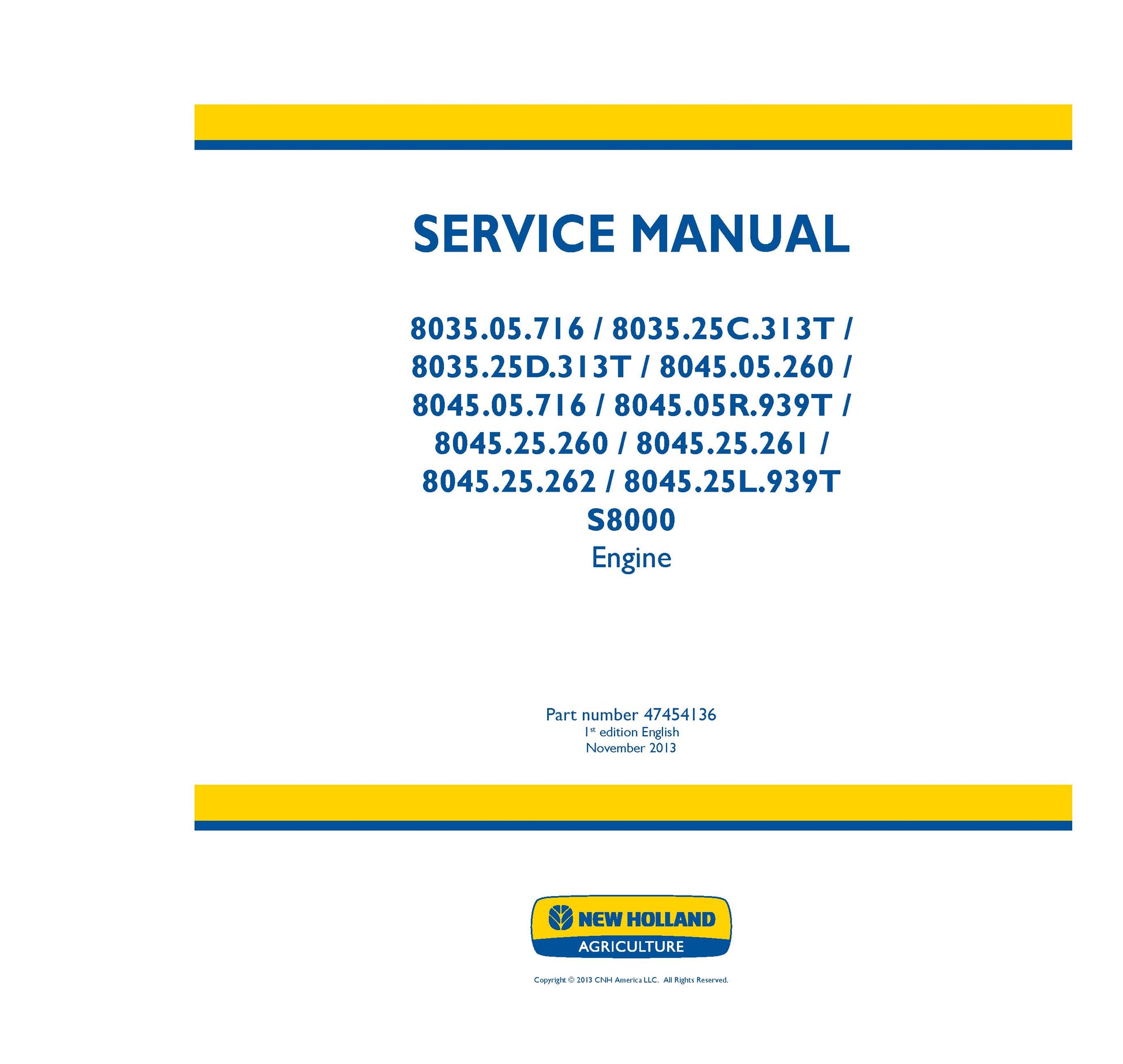 New Holland 8035 8045 Tractor Service Repair Manual (47454136)